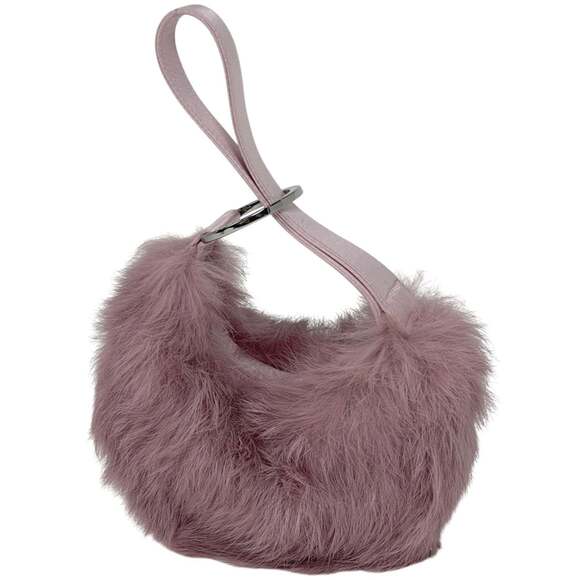GUCCI Handbags - Gucci Logo Handbag Pouch with Fur, Pink, 0050849, Women's